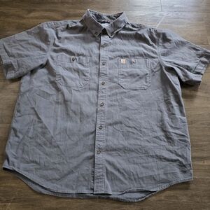 Carhartt Gray Men's Casual Button Down Short Sleeve Shirt Size 2XL Relaxed Fit